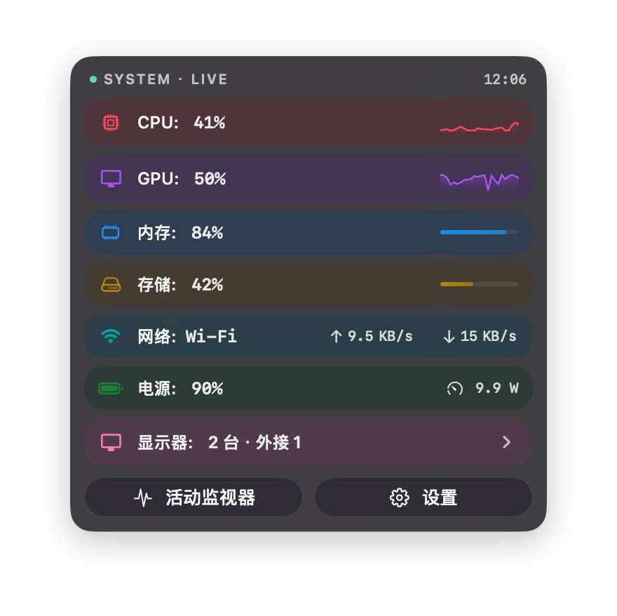 Vibrant 深色主题面板